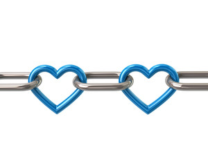 Chain with two blue heart links