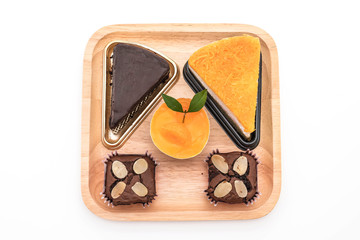 brownies, orange cup cake, golden threads cake and chocolate cak