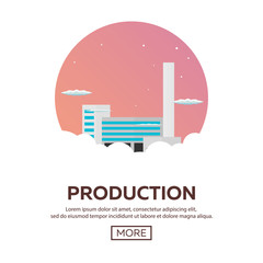 Industrial building factory. Manufacturing. Vector flat illustration.