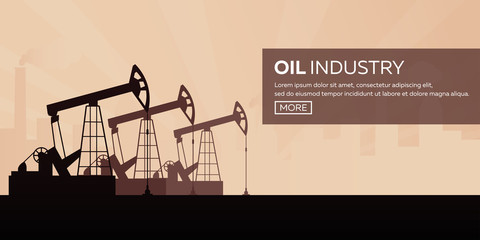 Oil industry. Tower oil exploration Vector flat illustration.