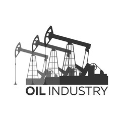 Oil industry logo. Tower oil exploration Vector flat illustration.