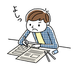 勉強する男の子
