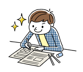 勉強する男の子
