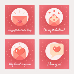 Set of greeting cards for Valentine s Day