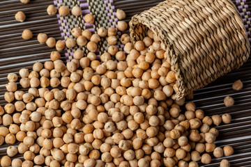 Soybean in wood bowl