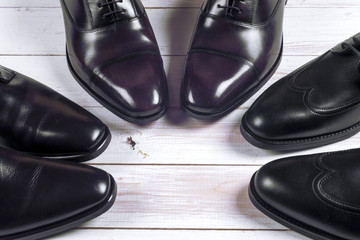 Male fashion with shoes on white