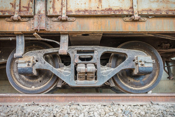 Fototapeta na wymiar railroad wheel on rail for transport