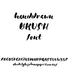 Hand drawn font made by dry brush strokes. Grunge style alphabet