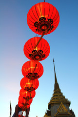 aligned Chinese Red Lanterns.