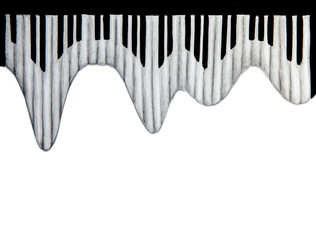 watercolor sketch of piano keyboard on white background