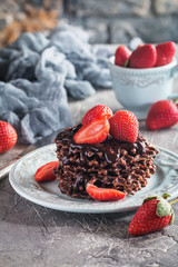 Waffle dessert with chocolate