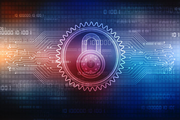 Obraz premium Security concept: Lock on digital screen, contrast, 3d render