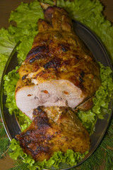 A hefty piece of meat, a leg of pork.