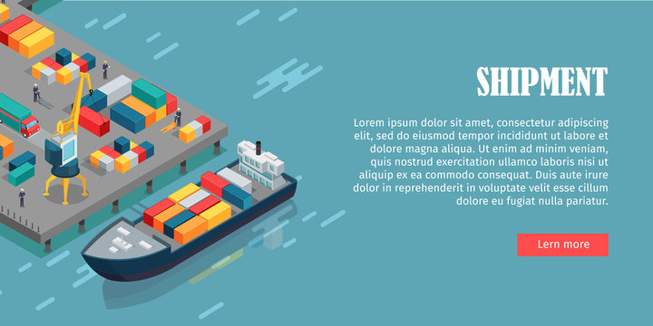 Port Warehouse Shipment Banner. Cargo Containers