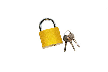 Padlock key. Isolated on white.