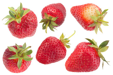 Strawberry fruit collection on white