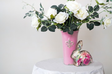 white roses in a vase