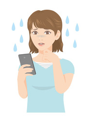 スマホを持つ女性 悲しみ