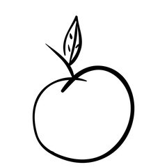 silhouette apple fruit with leaf icon flat . Vector illustration