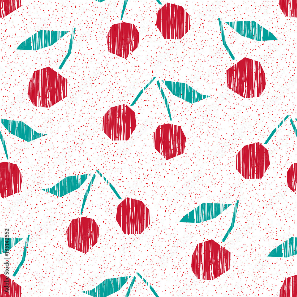 Poster seamless pattern with cherries