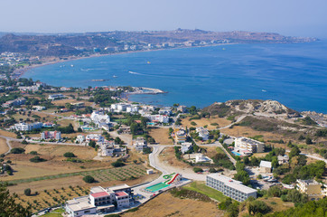 Fototapeta na wymiar Landscape with Faliraki town, Rhodes, Greece