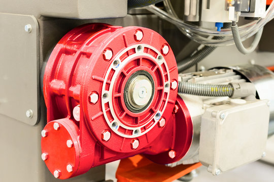 Worm gear motor. Mounted on CNC machine.