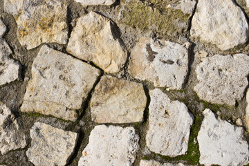 Stone gray wall closeup. Stone background.