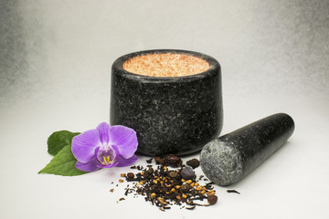 Granite mortar and tea