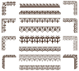 Obraz premium Art deco design elements of vintage ornaments and borders corners of the frame Isolated art nouveau flourishes on a white background