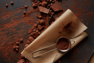 Cocoa powder on parchment