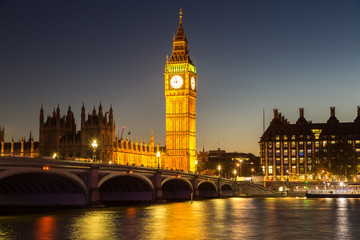 Fototapeta premium Big Ben, Parliament, Westminster bridge in London