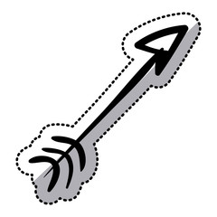 sticker silhouette with archery arrows flat icon vector illustration