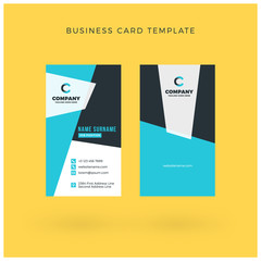 Modern Creative Vertical Double-sided Business Card Template. Flat Design Vector Illustration. Stationery Design