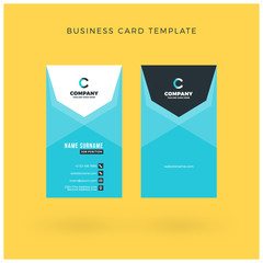Modern Creative Vertical Double-sided Business Card Template. Flat Design Vector Illustration. Stationery Design