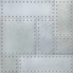Metal plates with rivets seamless background or texture