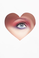 beautiful woman eye inside heart.saint valentines day