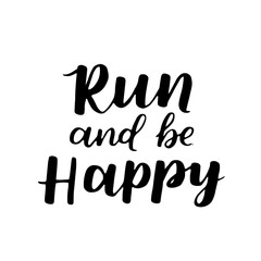 Obraz premium Vector handwritten lettering about sport and motivation. Black ink hand drawn quotes about running and healthy lifestyle. Phrases for your design and inspiration.