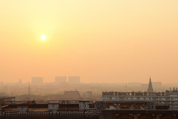 Sunset on the skyline of Brussels