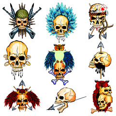 Vintge style grungy skull print retro background