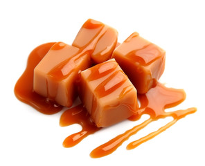 Caramel candies and caramel topping.
