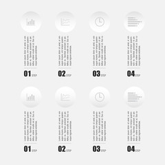 Step process info graphic.   For website report or presentation.  Vector Illustration.