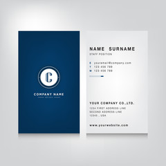 Modern Namecard Vertical style. Blue color two side , Printing design template. Vector illustration.