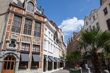 Fototapeta premium Street view of old town in Brussels