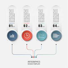 Step process info graphic.   For website report or presentation.  Vector Illustration.