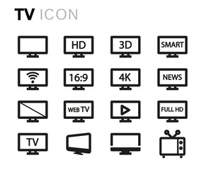 Vector line tv icons set