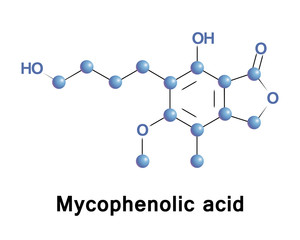 Mycophenolic acid, or mycophenolate, is an immunosuppressant drug used to prevent rejection in organ transplantation. It inhibits an enzyme needed for the growth of T cells and B cells.