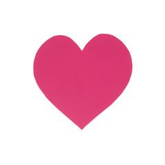 Pink paper heart isolated on white background