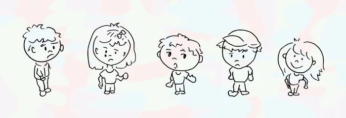 Fotobehang Cartoon tekening van kinderen © emieldelange
