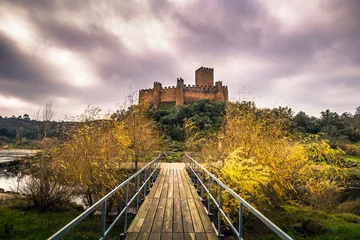 Tissu par mètre Château January 04, 2017: Panoramic view of the medieval castle of Almourol, Portugal
