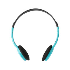 sky blue headphone isolated on white background